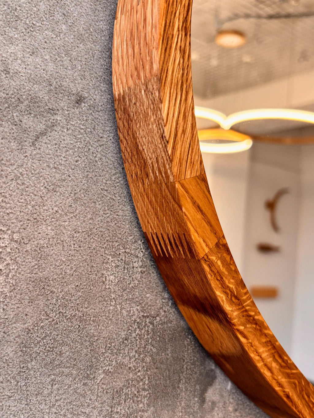 Mid-Century Modern Oval Wood Mirror | Handmade Bathroom Vanity & Entryway Wall Decor