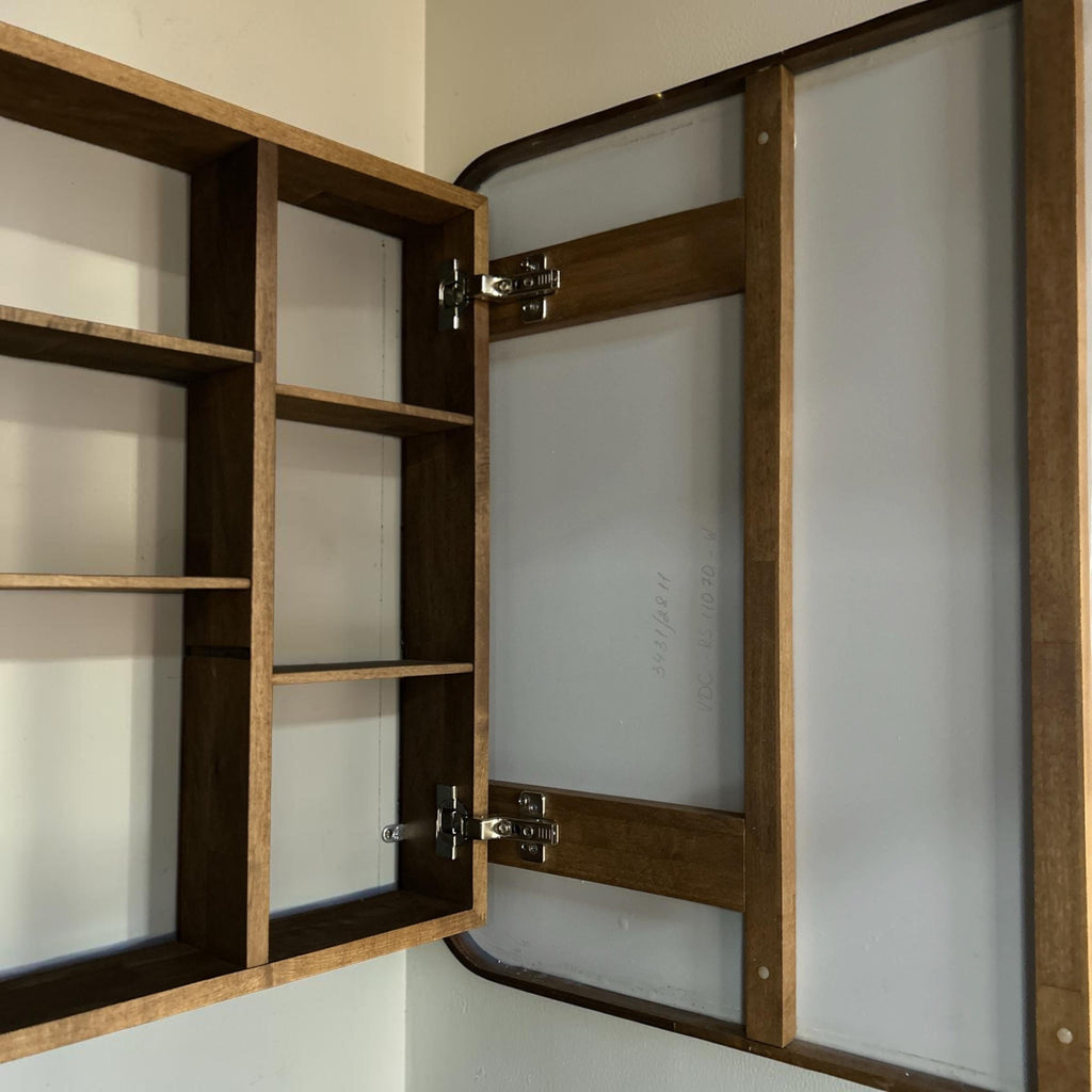 Wood Medicine Cabinet with Mirror | 2-Door Wall Mounted Bathroom Storage Cabinet