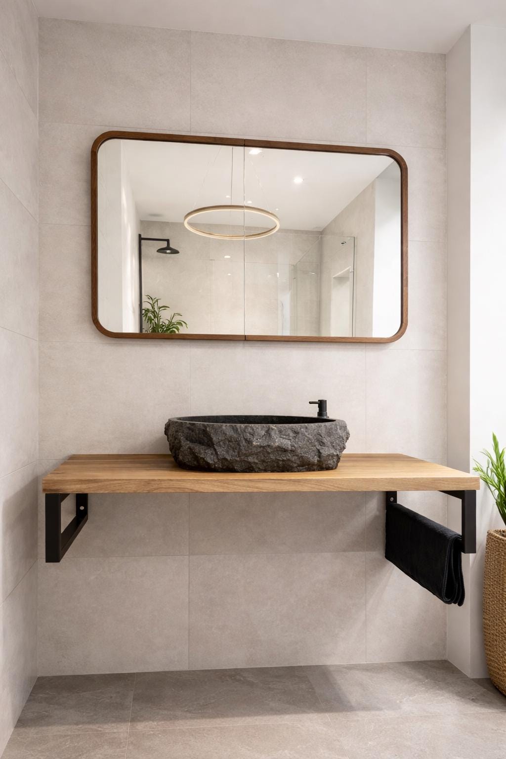 Wood Medicine Cabinet with Mirror | 2-Door Wall Mounted Bathroom Storage Cabinet