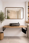 Wood Medicine Cabinet with Mirror | 2-Door Wall Mounted Bathroom Storage Cabinet