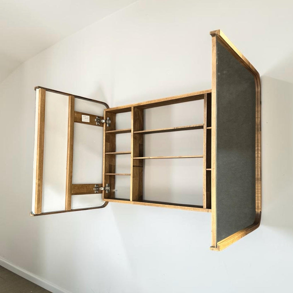 Wood Medicine Cabinet with Mirror | 2-Door Wall Mounted Bathroom Storage Cabinet
