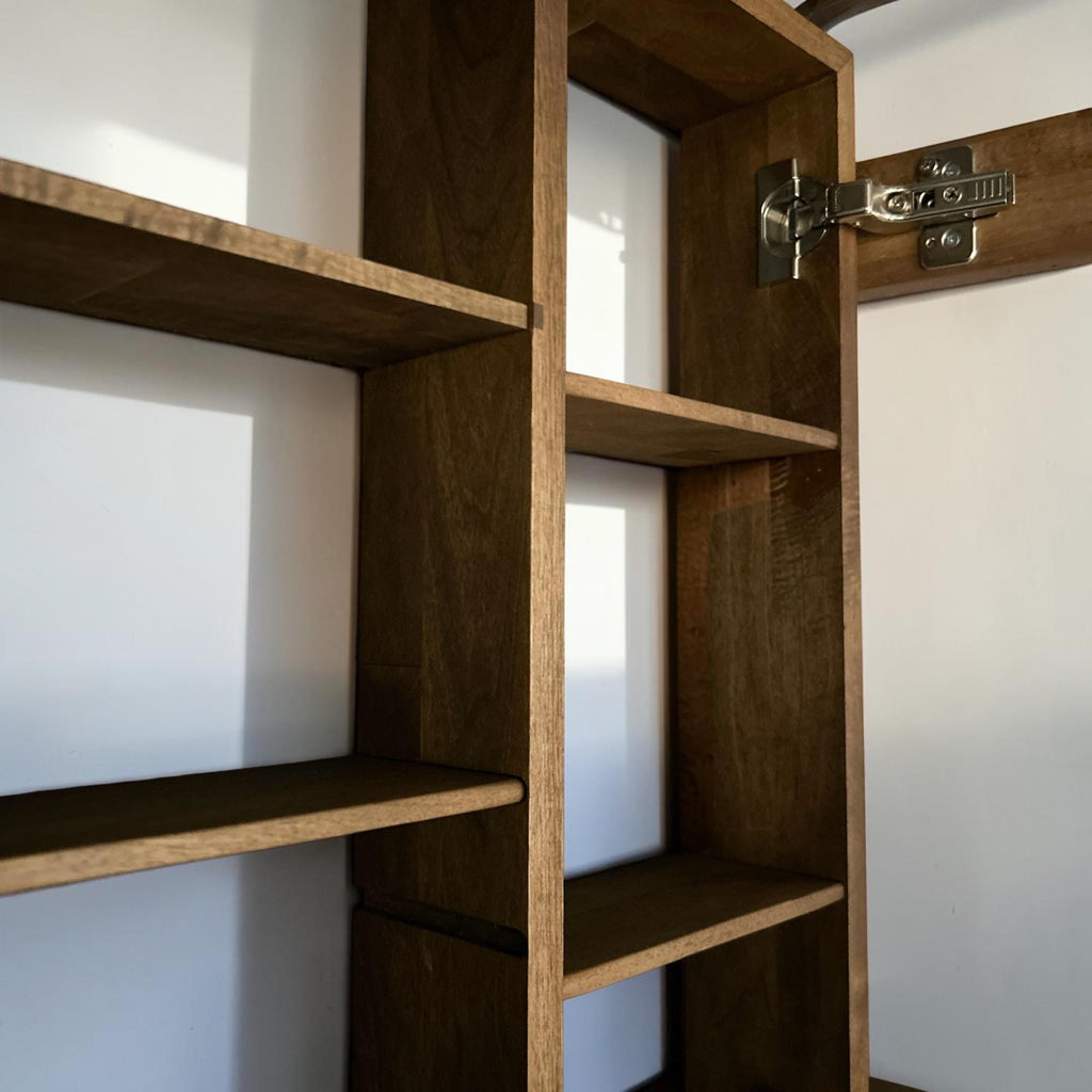 Wood Medicine Cabinet with Mirror | 2-Door Wall Mounted Bathroom Storage Cabinet