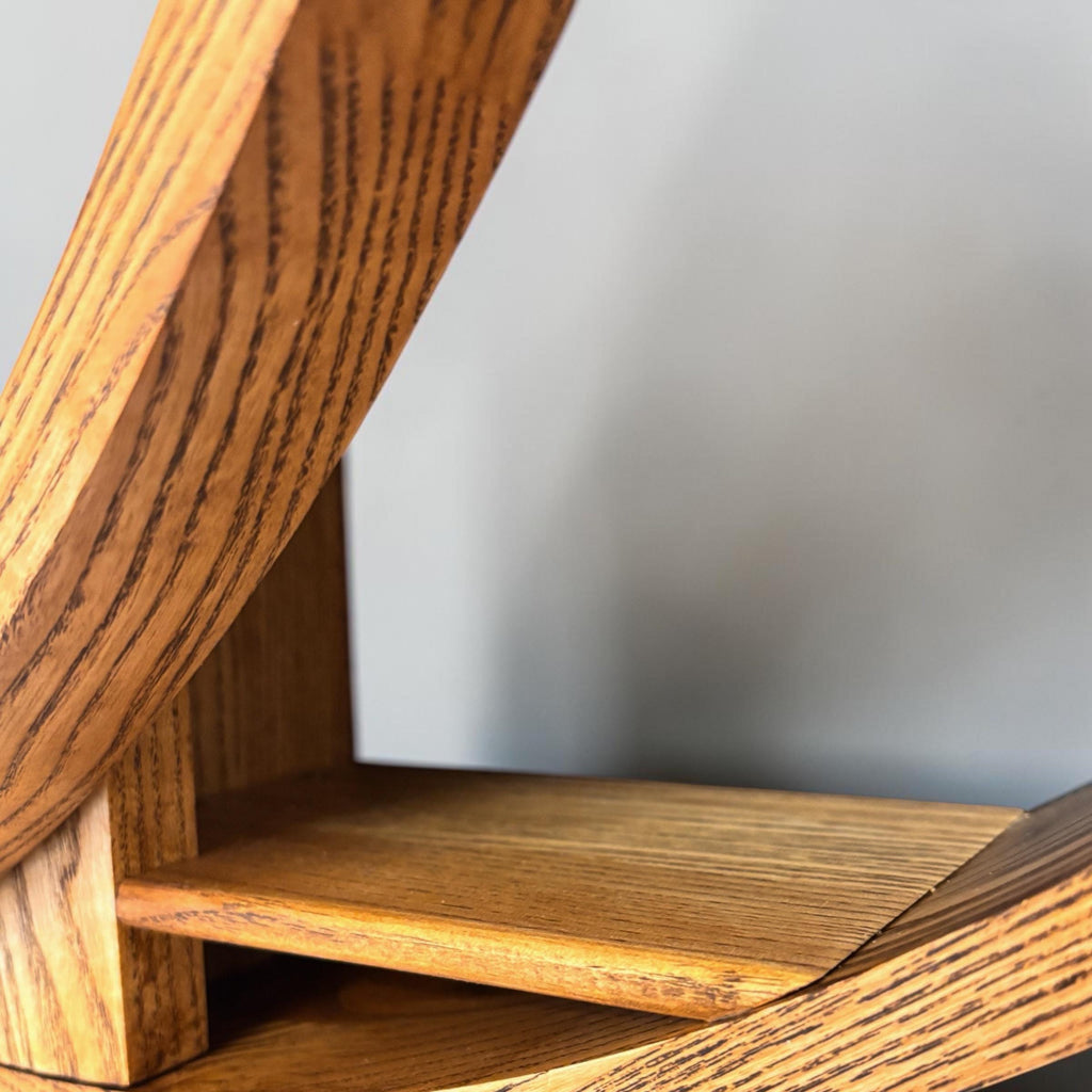 Lower shelf detail of the round wood mirror organizer