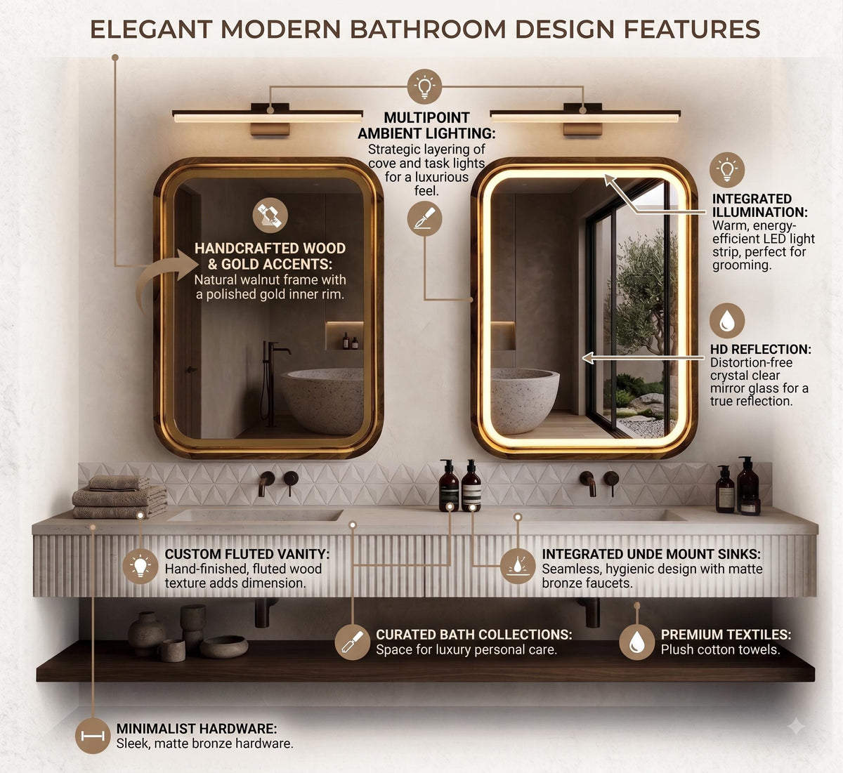 Design features of the square LED bathroom mirror