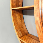 Open shelving detail with visible wood grain