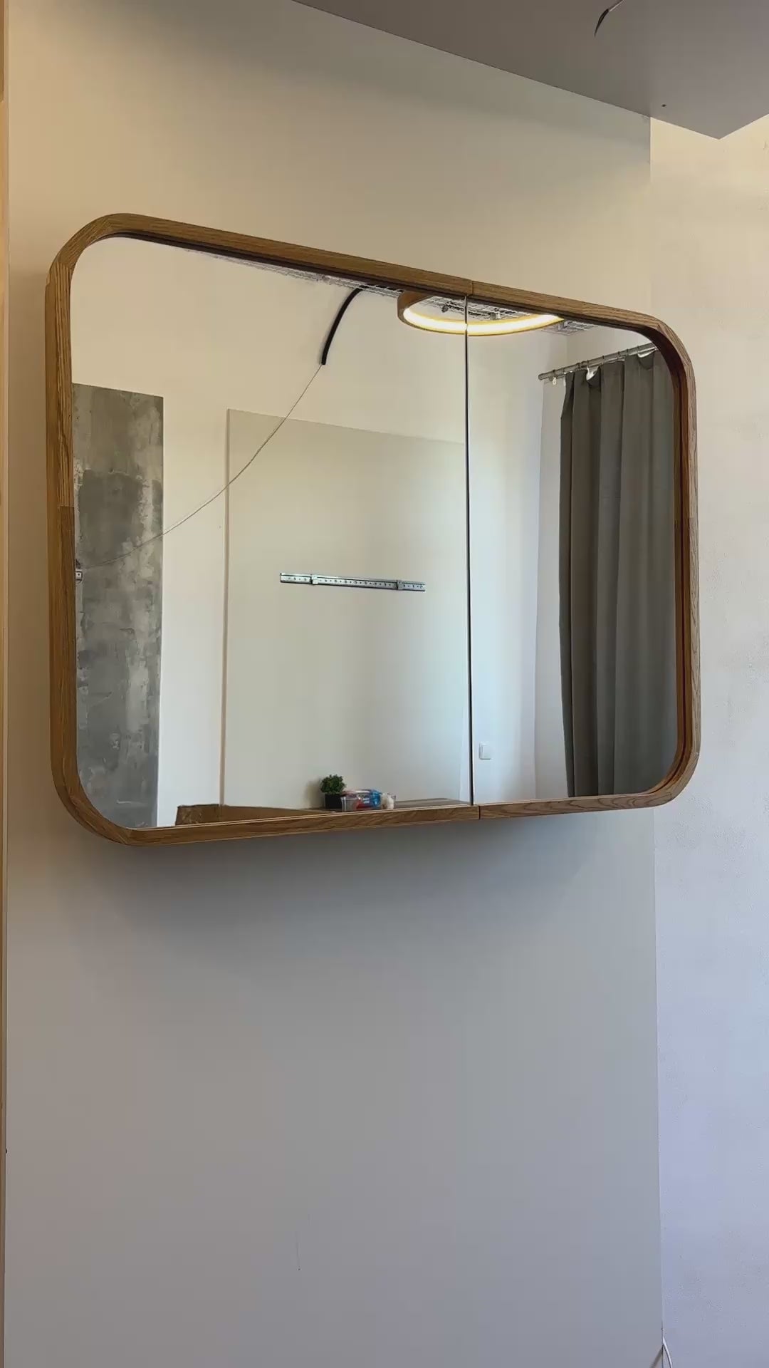 Wood Medicine Cabinet with Mirror | 2-Door Wall Mounted Bathroom Storage Cabinet